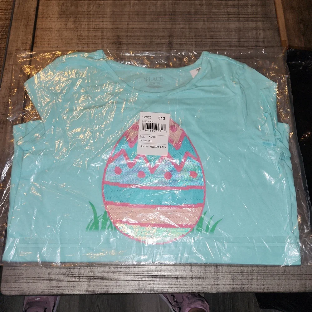 NWT The Children's Place Aqua Easter Egg Tee